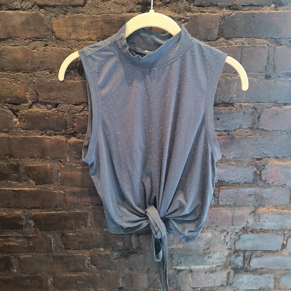Lululemon Blue Mock Neck Tie Front Cropped Tank
